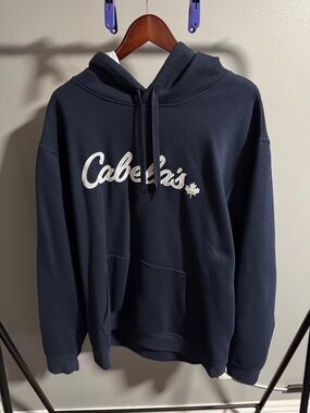 Cabela's Navy Pullover Hoodie with Script Logo